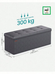 LEDREM Storage Ottoman, Foldable Small Ottoman Foot Rest, 38 X 110 X 38 Cm, Cube Ottoman With Storage, Load Up To 300 Kg - thumbnail 6