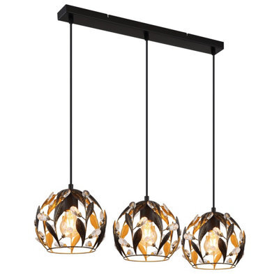 Luminosa Lighting Luminosa Mika Bar Pendant Ceiling Light Matt Black 3X E27 - image 1