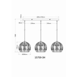 Luminosa Lighting Luminosa Mika Bar Pendant Ceiling Light Matt Black 3X E27 - thumbnail 6