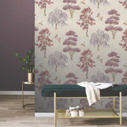 Rasch Maya Willow Woodland Mauve Bird Print Luxury Wallpaper 283890 - thumbnail 4