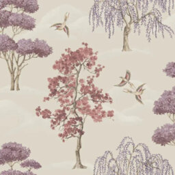 Rasch Maya Willow Woodland Mauve Bird Print Luxury Wallpaper 283890 - thumbnail 1