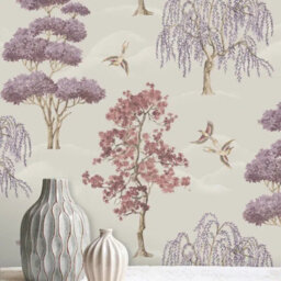 Rasch Maya Willow Woodland Mauve Bird Print Luxury Wallpaper 283890 - thumbnail 2