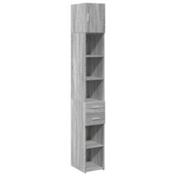 Walplus Slim Storage Cabinet Grey Sonoma 30X42.5X225 Cm Engineered Wood - thumbnail 2