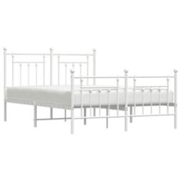 Berkfield Metal Bed Frame With Headboard And Footboard White 140X190 Cm - thumbnail 4