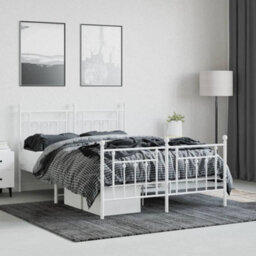 Berkfield Metal Bed Frame With Headboard And Footboard White 140X190 Cm - thumbnail 3