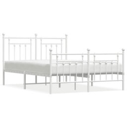 Berkfield Metal Bed Frame With Headboard And Footboard White 140X190 Cm - thumbnail 2