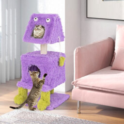 Costway 111Cm Cat Tree Cute Monster-Themed Cat Tower W/ 2 Private Condos - thumbnail 3