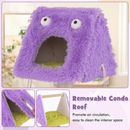 Costway 111Cm Cat Tree Cute Monster-Themed Cat Tower W/ 2 Private Condos - thumbnail 9