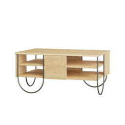 Fwstyle 3 Tier Natural Oak Coffee Table Scratch Resistant Black Metal Frame - thumbnail 2