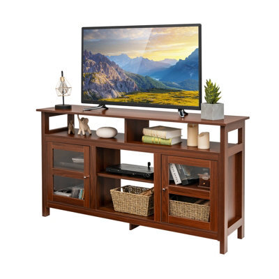 "Costway Tv Stand For 65"" Tv Fireplace Tv Stand Entertainment Center Storage Cupboard" - image 1