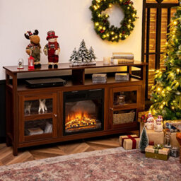 "Costway Tv Stand For 65"" Tv Fireplace Tv Stand Entertainment Center Storage Cupboard" - thumbnail 9