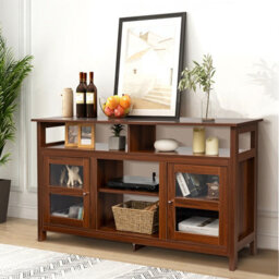 "Costway Tv Stand For 65"" Tv Fireplace Tv Stand Entertainment Center Storage Cupboard" - thumbnail 8