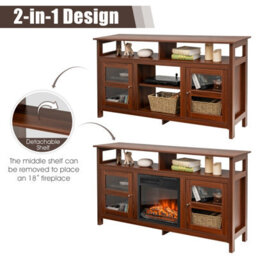 "Costway Tv Stand For 65"" Tv Fireplace Tv Stand Entertainment Center Storage Cupboard" - thumbnail 5