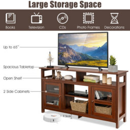 "Costway Tv Stand For 65"" Tv Fireplace Tv Stand Entertainment Center Storage Cupboard" - thumbnail 6