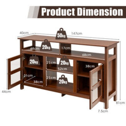 "Costway Tv Stand For 65"" Tv Fireplace Tv Stand Entertainment Center Storage Cupboard" - thumbnail 2