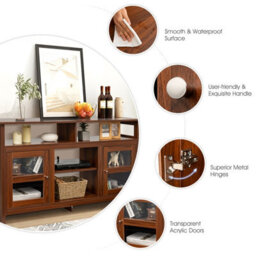 "Costway Tv Stand For 65"" Tv Fireplace Tv Stand Entertainment Center Storage Cupboard" - thumbnail 7