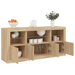 Berkfield Sideboard With Led Lights Sonoma Oak 142.5X37X67 Cm - thumbnail 4