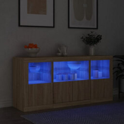 Berkfield Sideboard With Led Lights Sonoma Oak 142.5X37X67 Cm - thumbnail 1