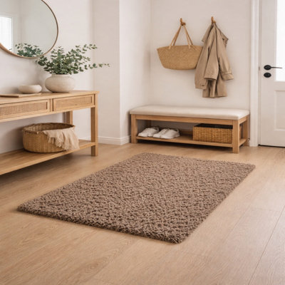 Uetian Mocha Shaggy Rug (60 X 110)Cm Thick 5Cm Pile Soft Rug Doorway Bedside Home Office Small Area Carpet - image 1