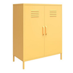 Novogratz Dorel Home Cache Metal Locker Cabinet With 2 Doors Yellow