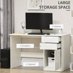 White Computer Desk W/ Drawers Modern Writing Workstation For Home Computer Desk W/ Drawers Modern Writing Workstation For Home - thumbnail 5