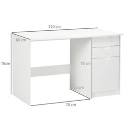 White Computer Desk W/ Drawers Modern Writing Workstation For Home Computer Desk W/ Drawers Modern Writing Workstation For Home - thumbnail 2