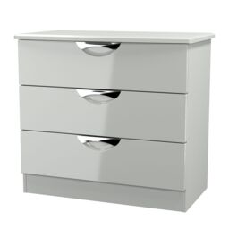 Rovigo Ready Assembled Gloss Dusk Grey 3 Drawer Chest (H)692mm (W)765mm (D)415mm - thumbnail 2
