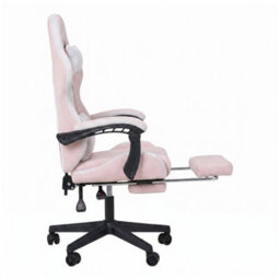 Living And Home White And Pink Ergonomic High Back Gaming Chair With Massage Lumbar Support & Footrest - thumbnail 3