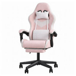Living And Home White And Pink Ergonomic High Back Gaming Chair With Massage Lumbar Support & Footrest - thumbnail 2