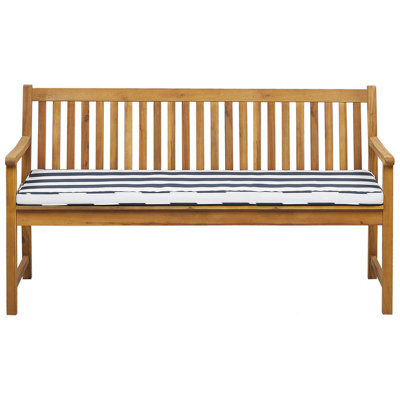 Beliani Garden Bench With Cushion Vivara 160 Cm Certified Acacia Wood Navy Blue - image 1