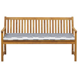 Beliani Garden Bench With Cushion Vivara 160 Cm Certified Acacia Wood Navy Blue