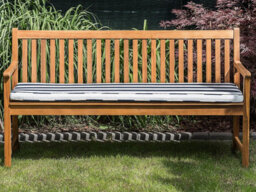 Beliani Garden Bench With Cushion Vivara 160 Cm Certified Acacia Wood Navy Blue - thumbnail 2