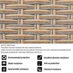 Btm Outdoor Rattan Corner Sofa Set With Coffee Table And Two Stools Khaki Garden Furniture - thumbnail 6