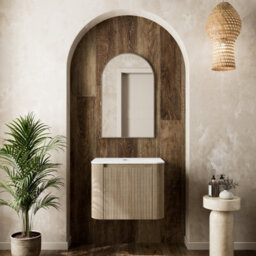 Affine Deku Fluted Oak Wall Hung Countertop Bathroom Vanity Unit 600mm - thumbnail 4