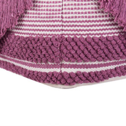 Beliani Hand-Knitted Pink Pouffe With Tassels And Subtle Stripes, 40 X 40 X 40 Cm - thumbnail 6