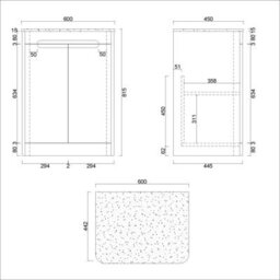 Royal Bathrooms Venice 600mm Gloss White Freestanding Bathroom Countertop Vanity Unit 2 Door With Lyon Basin - thumbnail 8