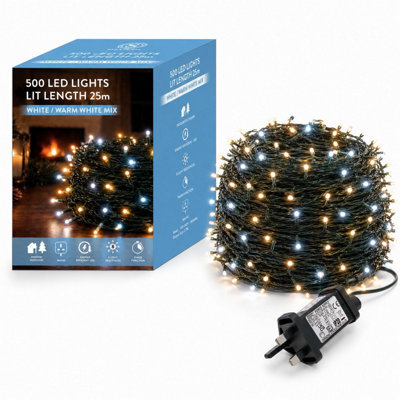 Shatchi 500 Led Warm & Cool White Christmas String Lights, 30M, 8 Modes, Timer, Indoor/outdoor, Green Cable - image 1