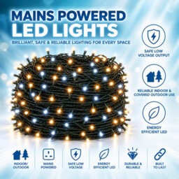 Shatchi 500 Led Warm & Cool White Christmas String Lights, 30M, 8 Modes, Timer, Indoor/outdoor, Green Cable - thumbnail 3