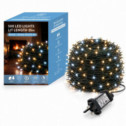 Shatchi 500 Led Warm & Cool White Christmas String Lights, 30M, 8 Modes, Timer, Indoor/outdoor, Green Cable - thumbnail 1