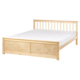 Beliani Bed Pine Wood Olendon 160 X 200 Cm (Eu King Size) Light Brown