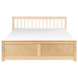 Beliani Bed Pine Wood Olendon 160 X 200 Cm (Eu King Size) Light Brown - thumbnail 4