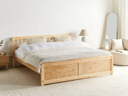 Beliani Bed Pine Wood Olendon 160 X 200 Cm (Eu King Size) Light Brown - thumbnail 2