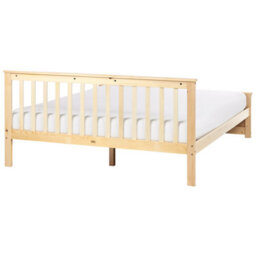 Beliani Bed Pine Wood Olendon 160 X 200 Cm (Eu King Size) Light Brown - thumbnail 5