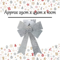 Tinsel Bow Light Up Christmas Decoration X 1 29Cm X 43Cm X 10Cm Silver - thumbnail 2