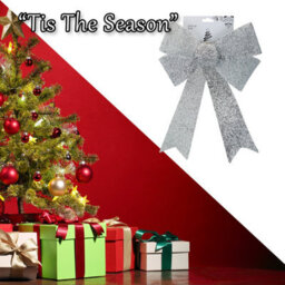 Tinsel Bow Light Up Christmas Decoration X 1 29Cm X 43Cm X 10Cm Silver - thumbnail 6