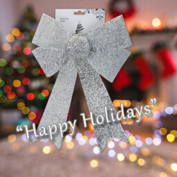 Tinsel Bow Light Up Christmas Decoration X 1 29Cm X 43Cm X 10Cm Silver - thumbnail 4