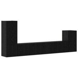 Berkfield Wall Tv Cabinet Wall-Mounted 4 Pcs Black Oak Engineered Wood - thumbnail 2