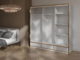 RAC3 Sliding Wardrobe Led Mirror Space Saving Bedroom Wardrobe, Contemporary Bedroom Sliding Wardrobe & Mirror Wardrobe (White 205) - thumbnail 2