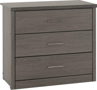 Seconique Lisbon 3 Drawer Chest In Black Wood Grain - image 1