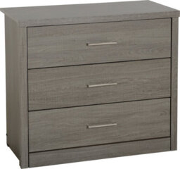 Seconique Lisbon 3 Drawer Chest In Black Wood Grain - thumbnail 8